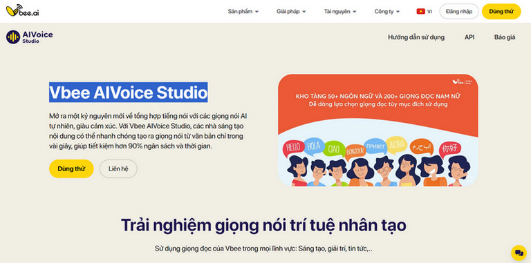 Công cụ tạo giọng đọc trí tuệ nhân tạo miễn phí Vbee AIVoice Studio