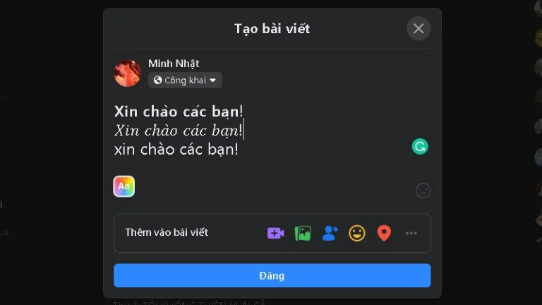 cách viết chữ in đậm trên Facebook