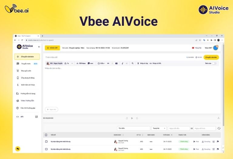 Vbee AIVoice là nền tảng tạo ra giọng nói nhân tạo tự nhiên như con người