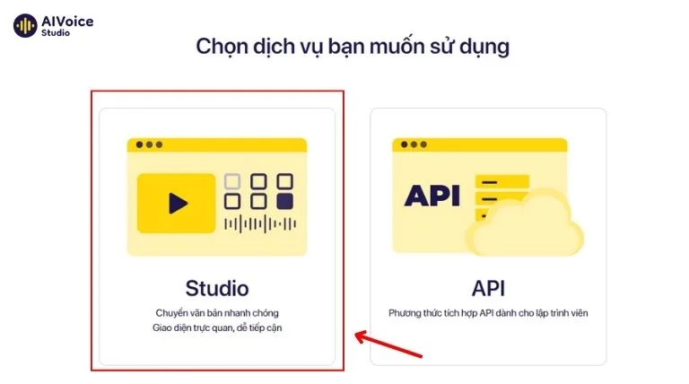 Chọn dịch vụ Studio