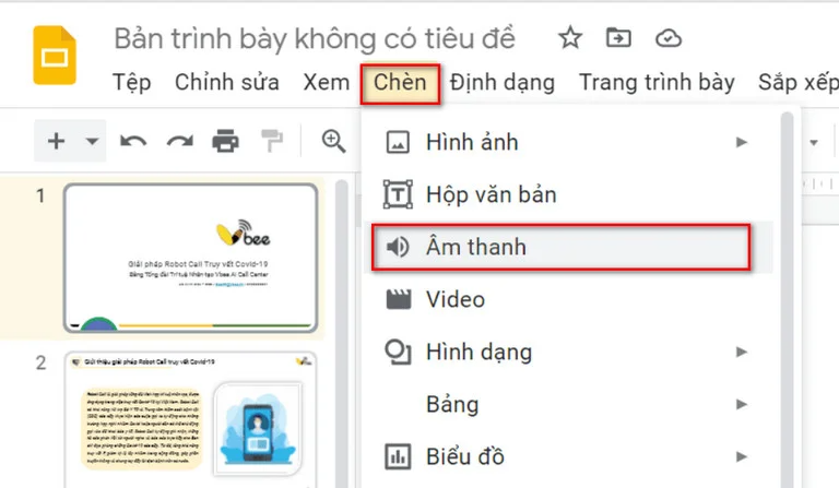 cách tạo audio thuyết trình cho Google Slide