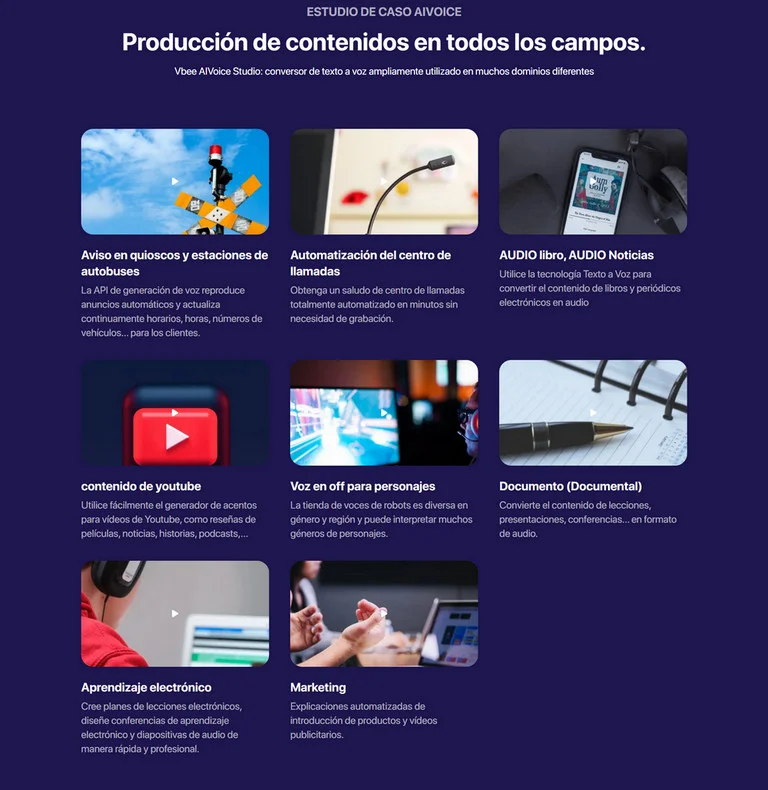Casos de uso del Creador de voz con Vbee IA