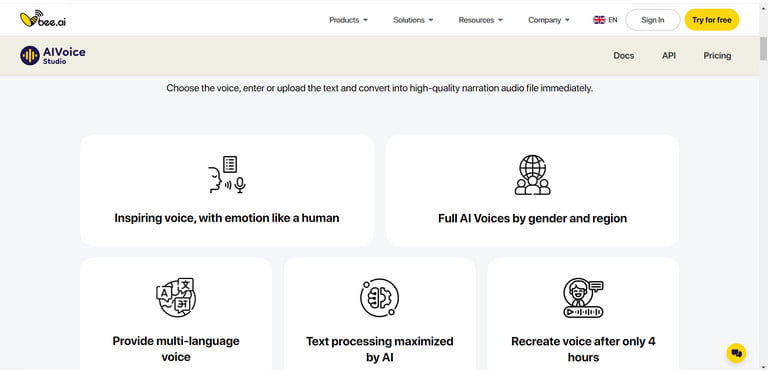 Vbee AIVoice Studio converts text to audio and uses an AI voices to read the text aloud