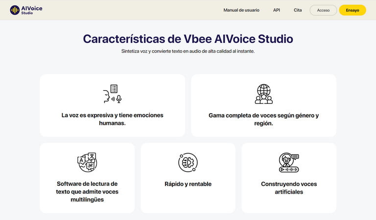 Algunos Narrador de Voz basados en Inteligencia Texto a Voz (Text to Speech) de IA como Vbee AIVoice Studio