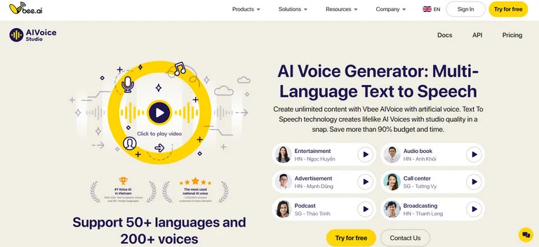 Vbee AIVoice is a Text to Speech tool that makes downloading audio in the WAV format extremely easy