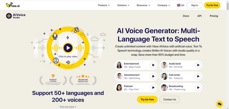 Vbee AIVoice is a site that provides natural AI voices like real people