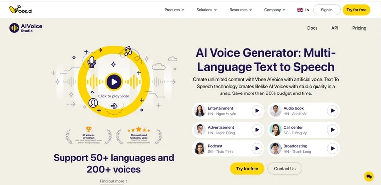 Vbee Text Reader with 200+ Realistic AI Voices