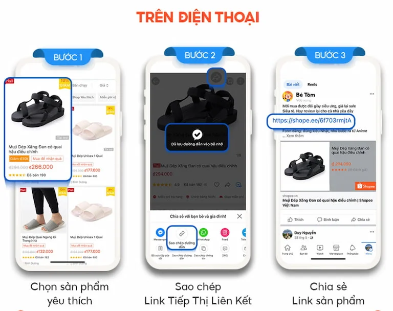 Cách tạo link tiếp thị liên kết Shopee trên điện thoại