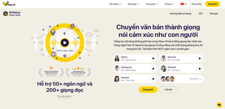 Vbee AIVoice Studio là một trong những nền tảng ứng dụng công nghệ sound of text tiếng Việt, giúp tạo audio chất lượng.