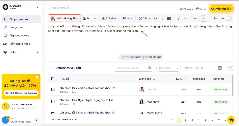 Chỉ với 3 bước đơn giản, bạn có thể chuyển văn bản thành giọng nói Huế thành công với Vbee