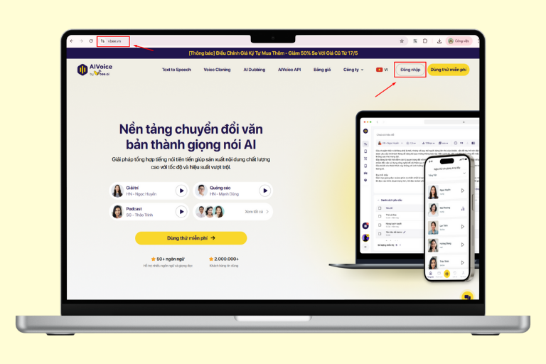 Truy cập vào vbee.vn