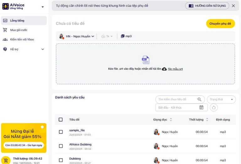 Hướng dẫn tạo thuyết minh với Vbee AIVoice