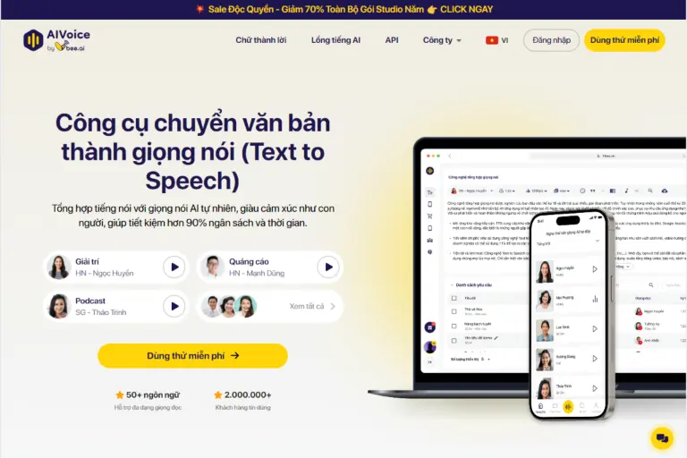 Vbee AIVoice Studio nền tảng hỗ trợ chuyển văn bản thành tiếng nói tự nhiên như con người.