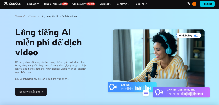 Công cụ lồng tiếng Capcut