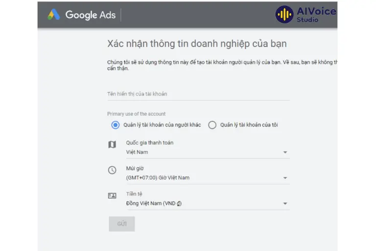 Tạo tài khoản Google Ads
