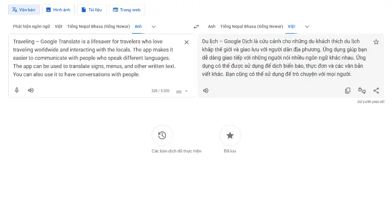 Google dịch hỗ trợ dịch thuật văn bản chỉ trong thời gian ngắn.