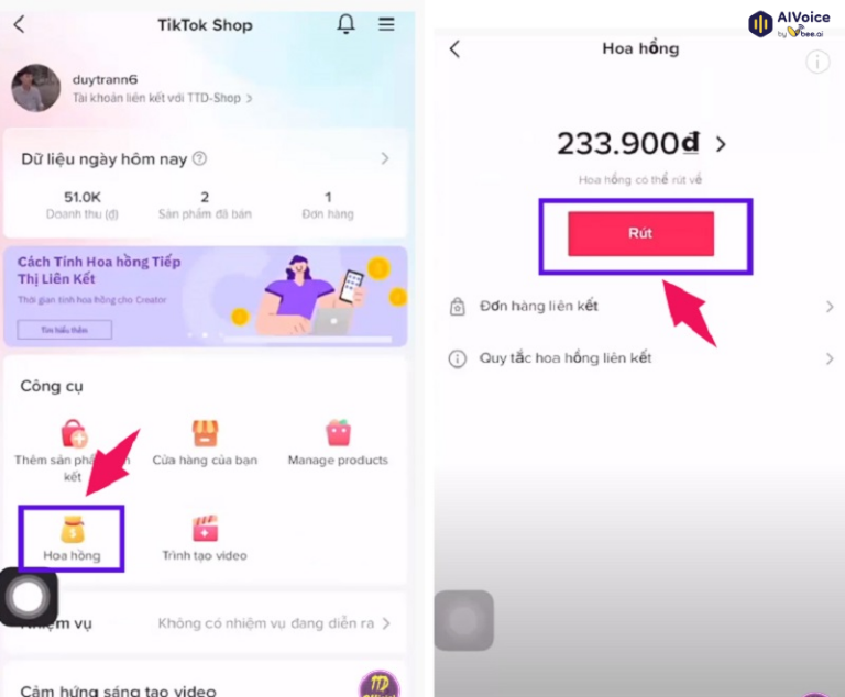 Cách rút tiền hoa hồng từ TikTok