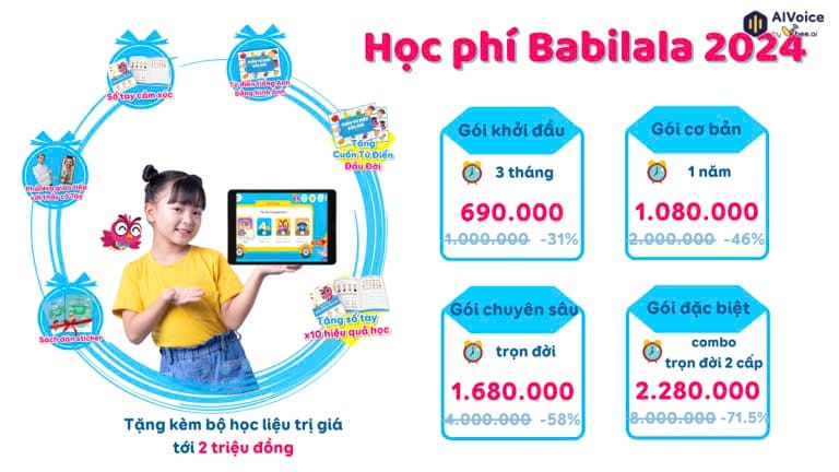 Giá các gói học phí tại Babilala