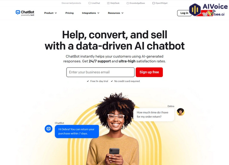 Tạo chatbot nhanh chóng với các mẫu được thiết kế sẵn và có thể tùy chỉnh trên Chatbot.com (Nguồn: Chatbot.com)