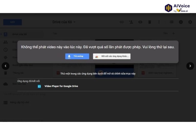 Tình trạng không mở được tệp trên Google Drive.