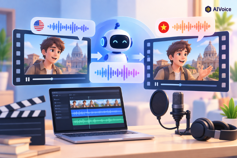 So sánh Voice Over và Lồng tiếng cho video.